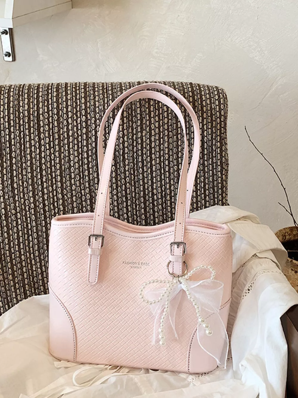 Textured PU Leather Shoulder Bag, image 7