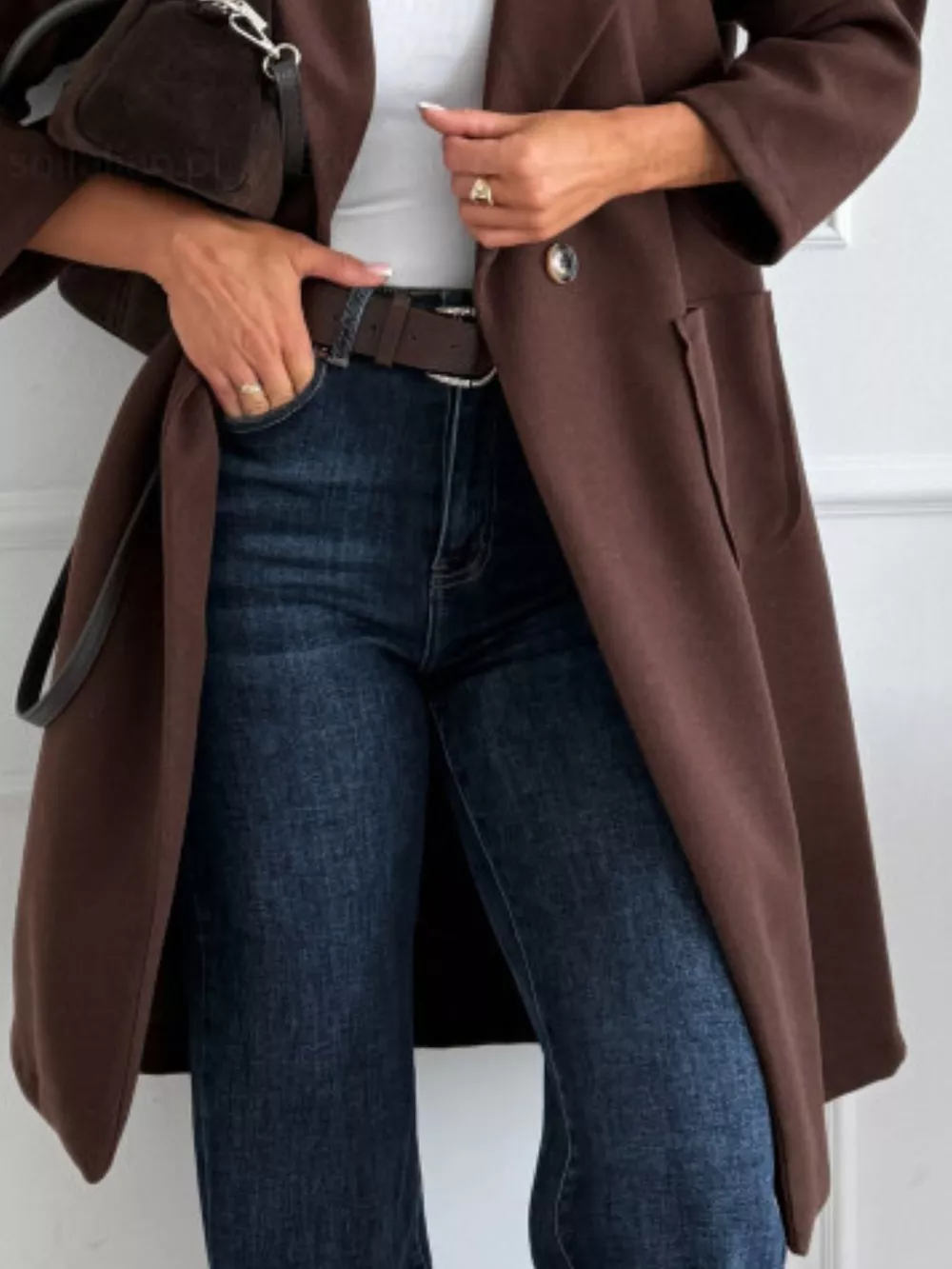Long-Sleeve Single-Breasted Trench Coat, image 7