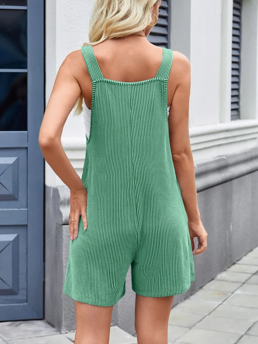 Knotted Wide Strap Scoop Neck Overalls, image 14