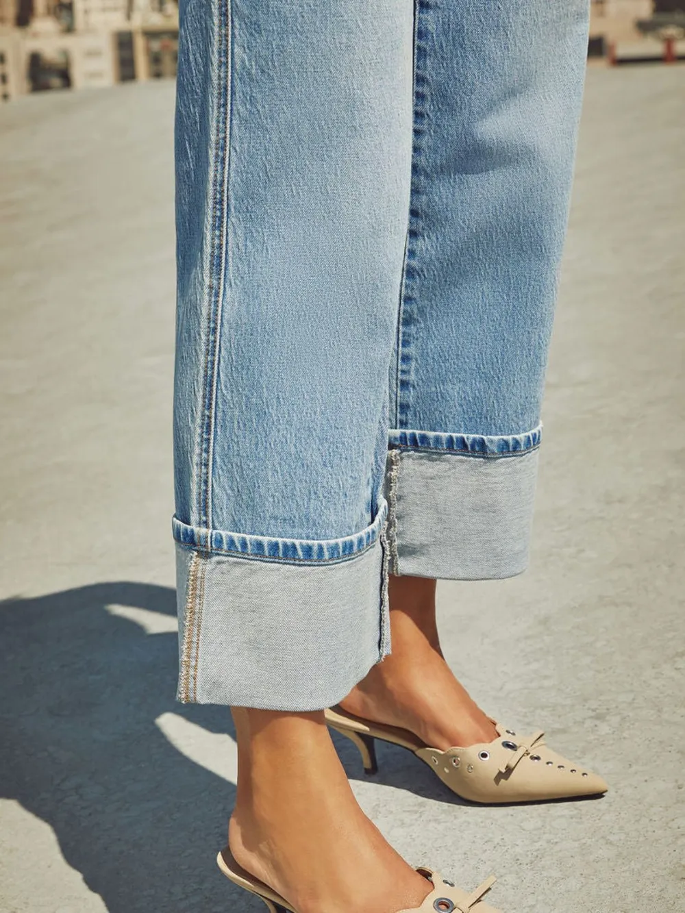 High Waisted Straight Leg Rolled Jeans, image 13