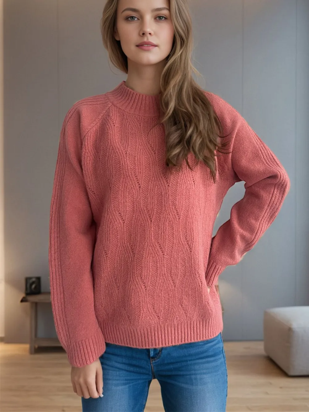 Mock Neck Long Sleeve Sweater, image 14