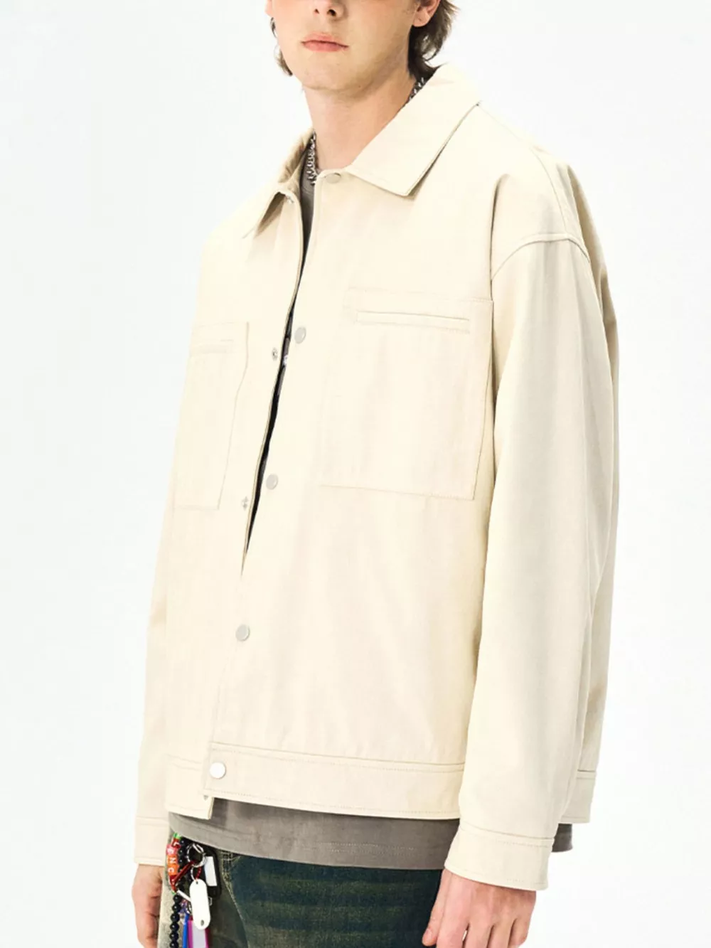 Men's Plus Size Casual Snap Down Jacket, image 8