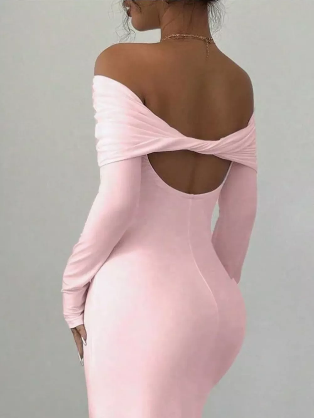 Off-Shoulder Ruched Bodycon Maxi Dress, image 4