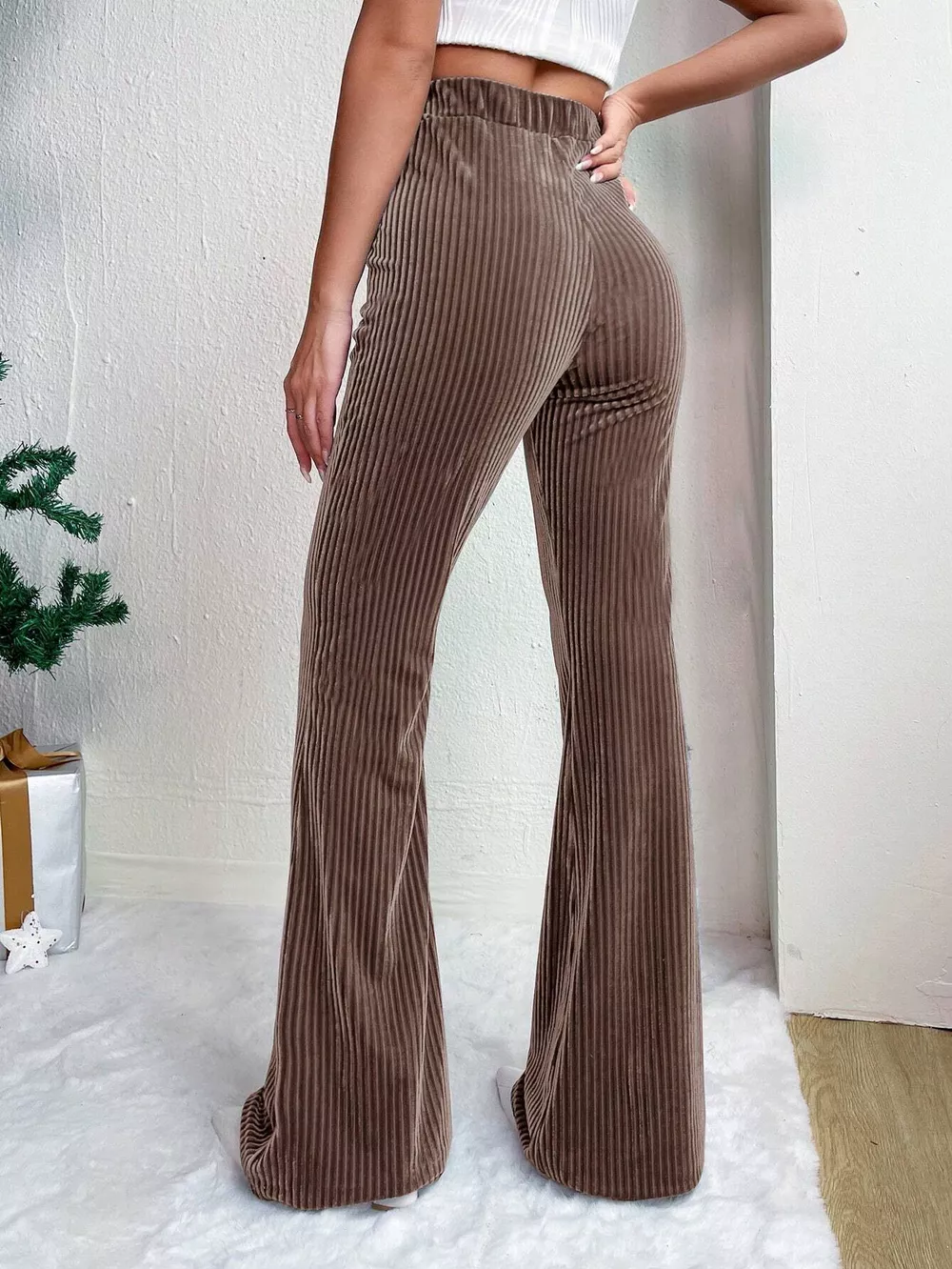 Corduroy High Waist Flare Pants, image 15