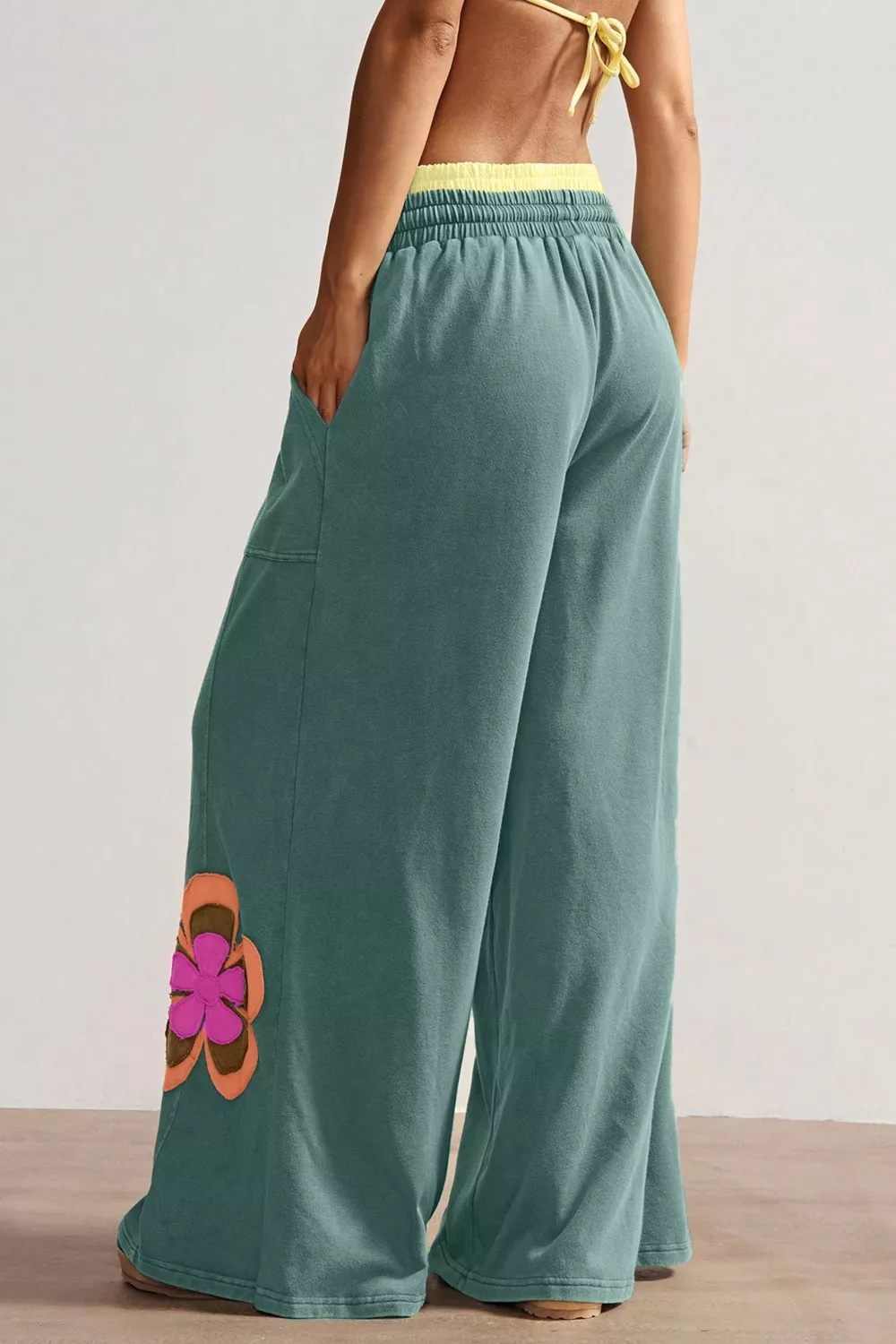Floral Patchwork Wide Leg Pants, image 3
