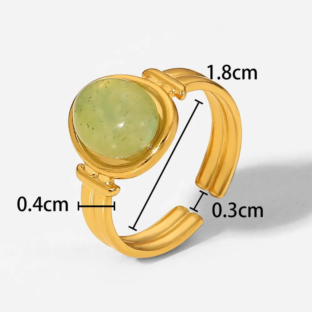 Vintage Natural Stone Gold Plated Adjustable Ring, image 12