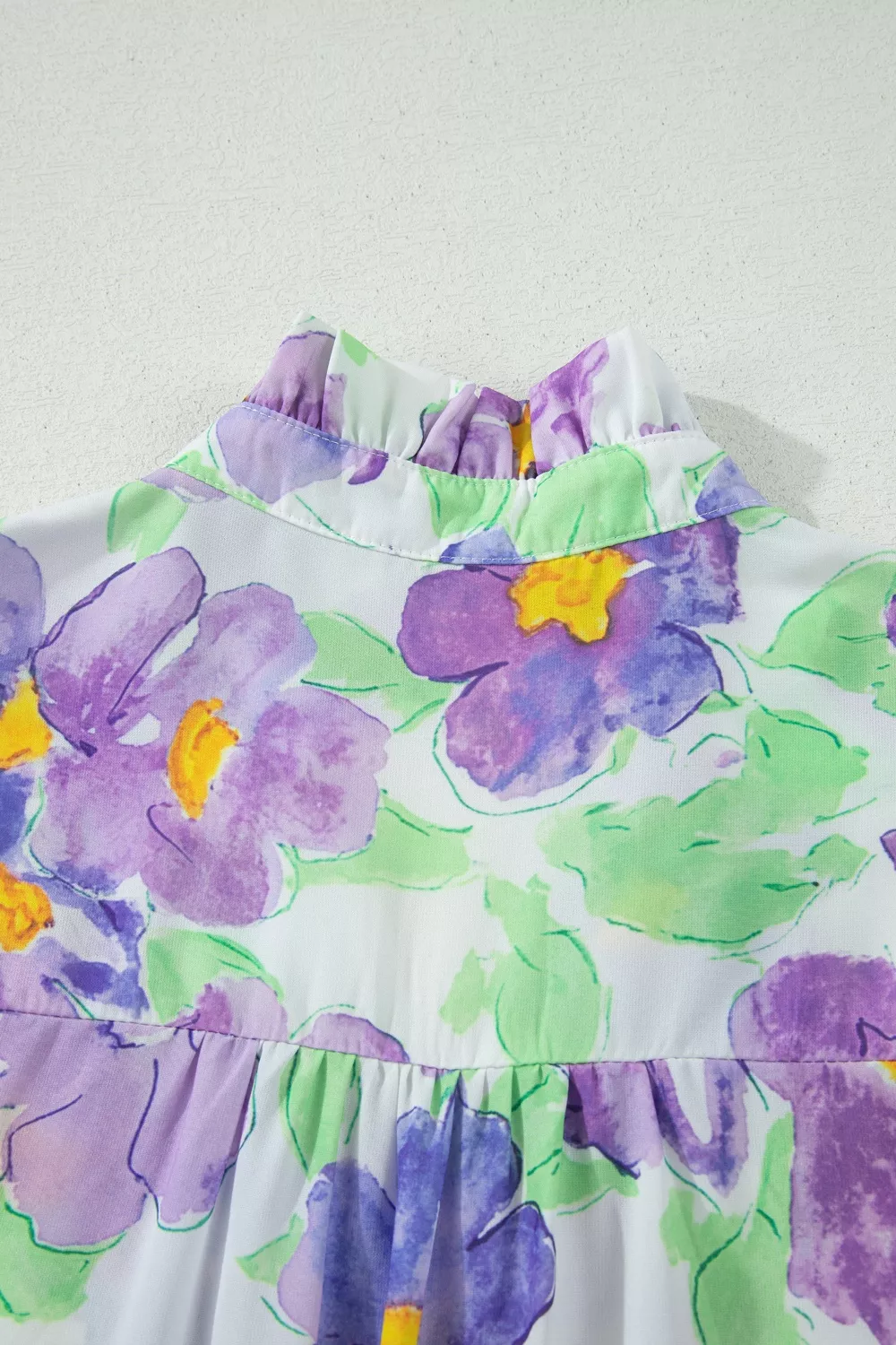 Floral V Collar Short Sleeve Tiered Ruffle Mini Dress, image 8