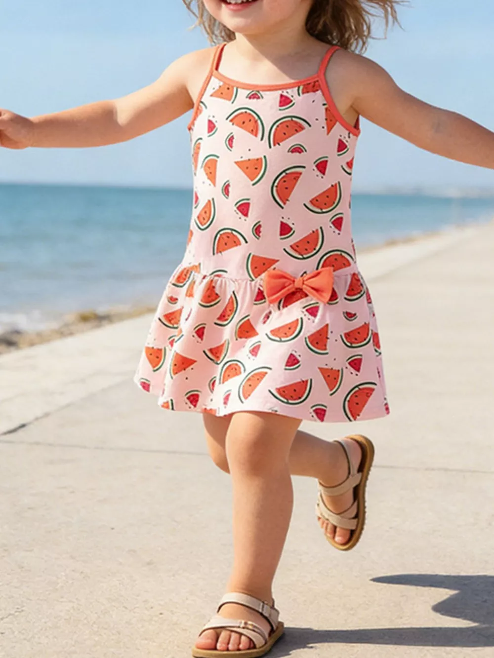 Children's Watermelon Print Sleeveless Sundress, image 3
