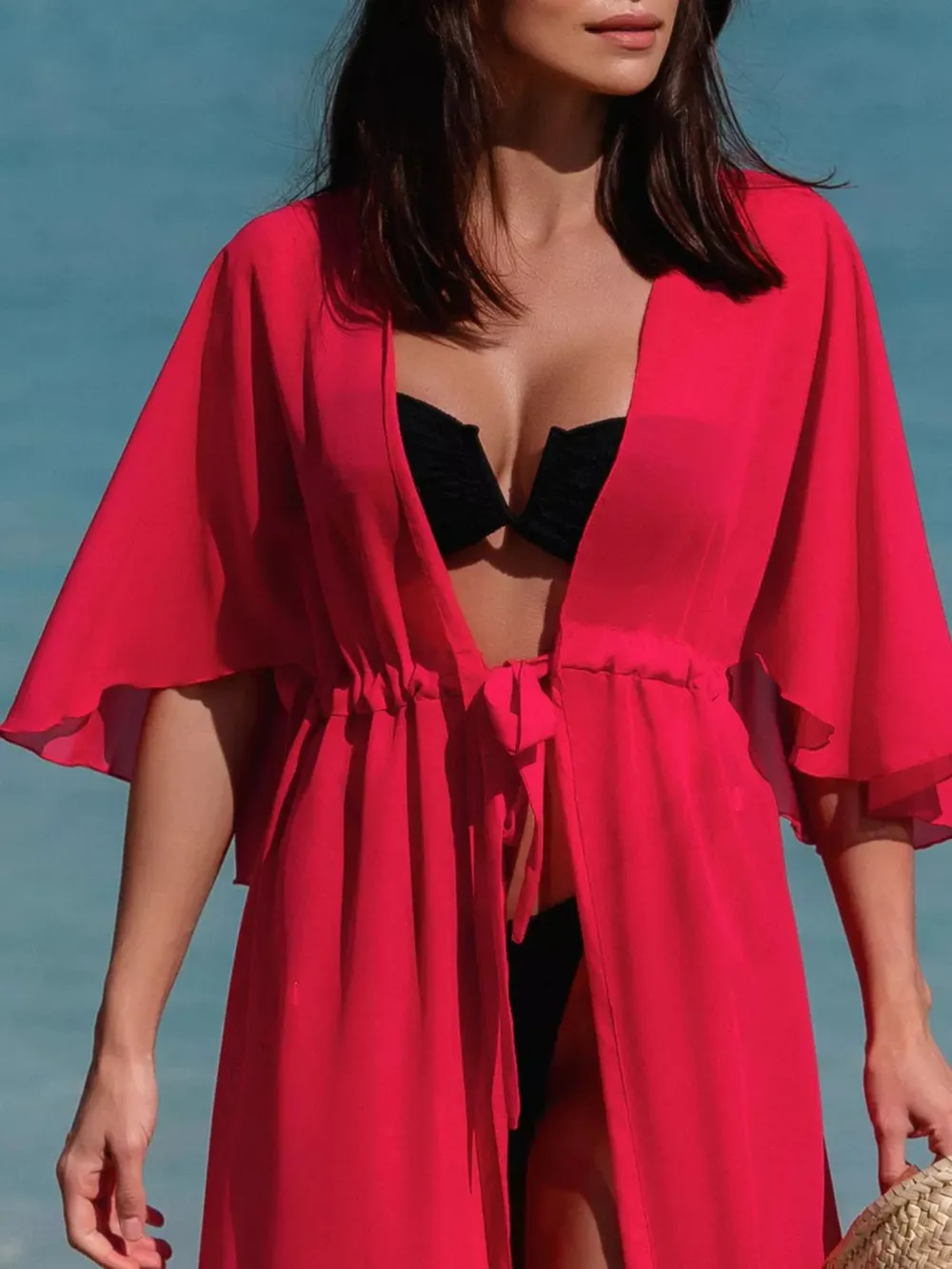 Solid Color Flutter Sleeve Cover-Up, image 5