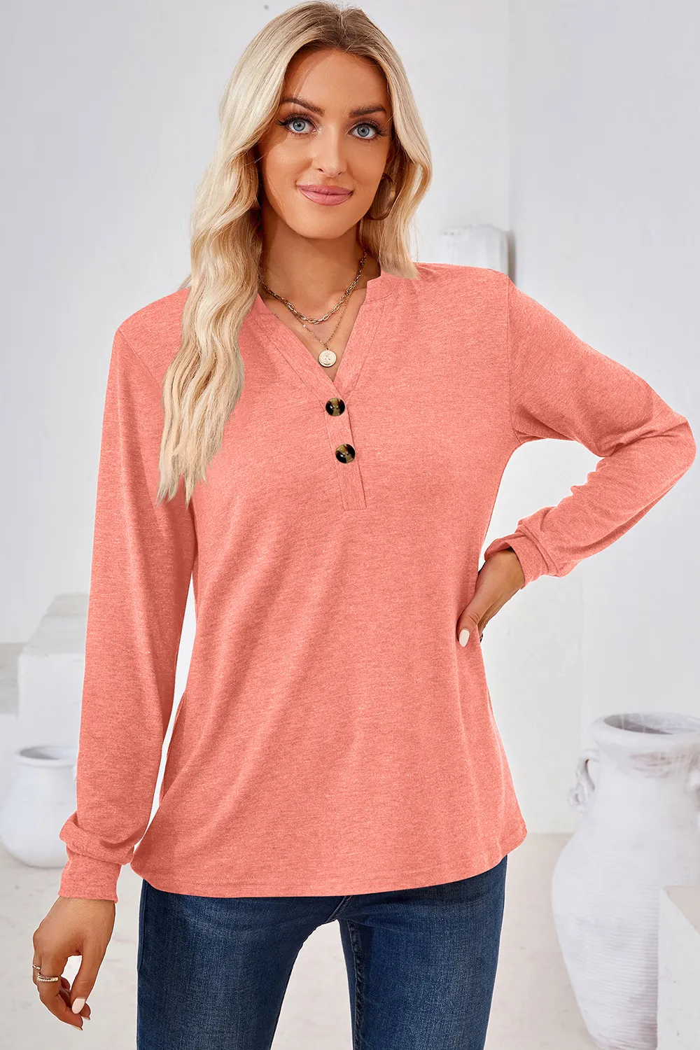 Notched Long Sleeve T-Shirt, image 14