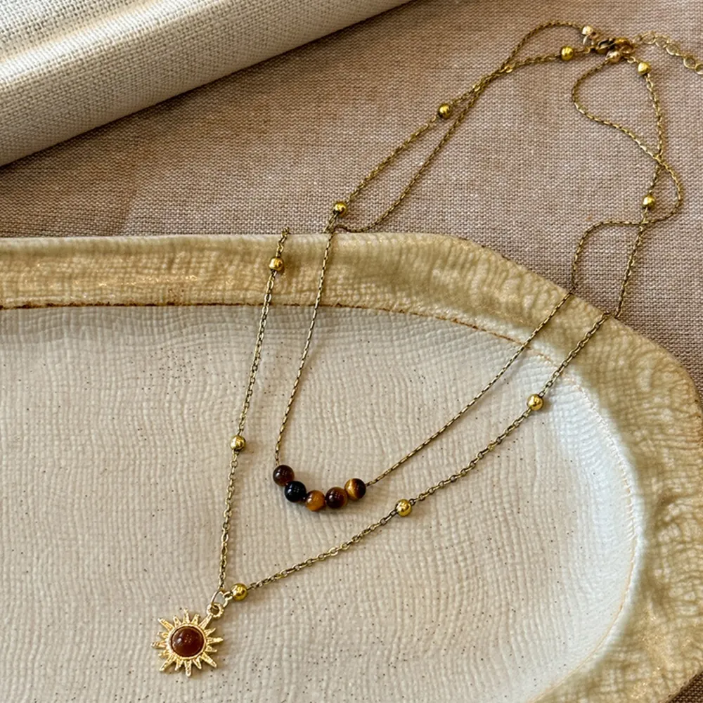 Tiger's Eye Copper Double Layered Necklace, image 5