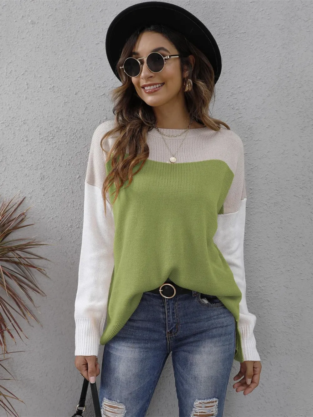 Color Block Round Neck Sweater, image 11