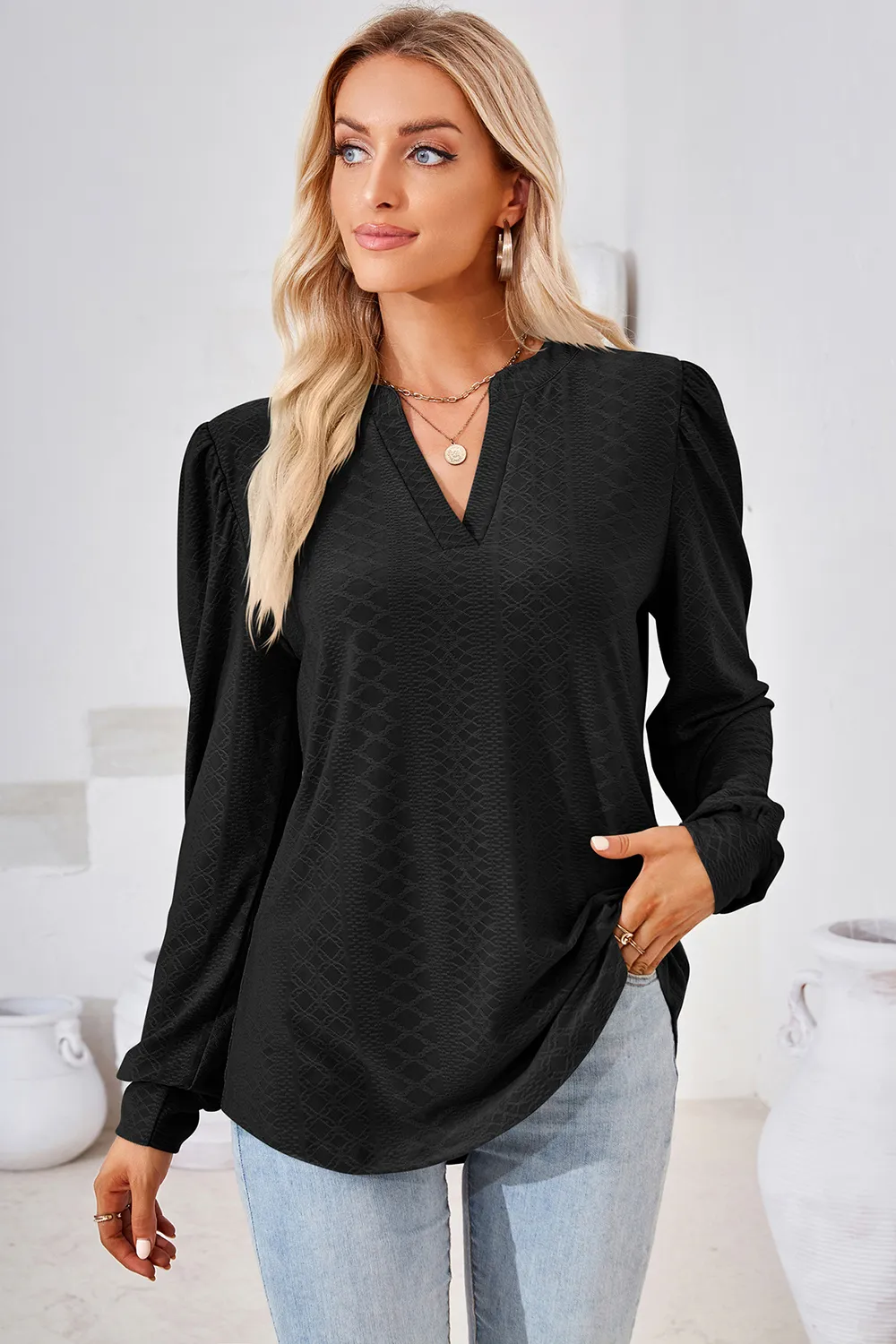 Notched Long Sleeve T-Shirt, image 10