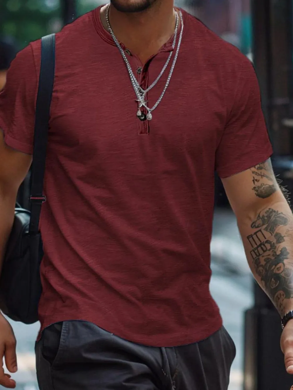 Men's Full Size Button Henley Collar Polo Shirt Plus Size, image 5