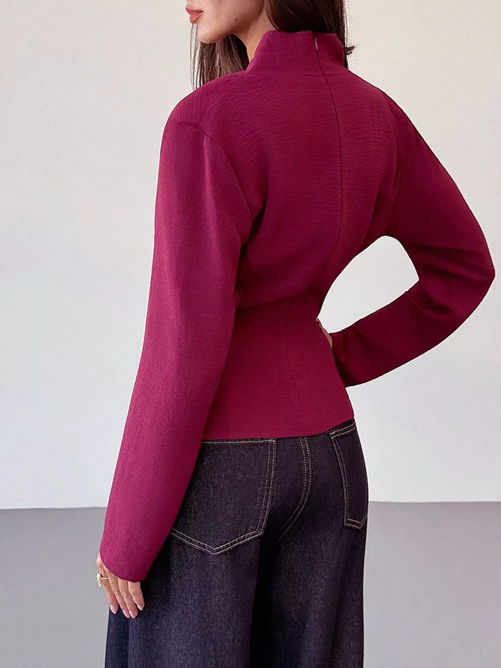 Wrap-Front Long Sleeve Blouse, image 6