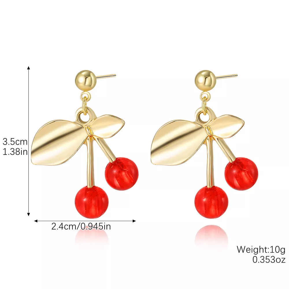 18K Gold-Plated Cherry Earrings, image 2
