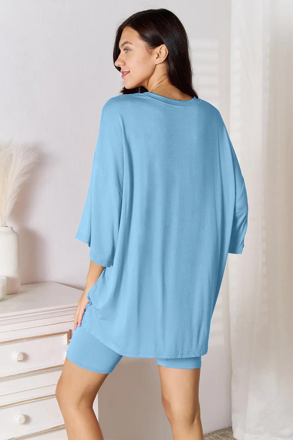 Bamboo Full Size Round Neck Drop Shoulder T-Shirt and Shorts Set, image 9