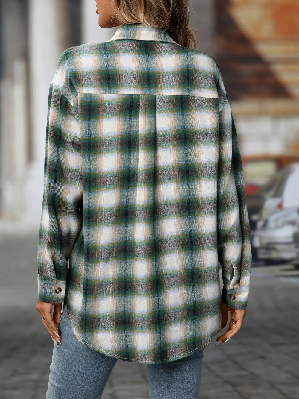 Oversized Plaid Button-Up Shirt, image 11