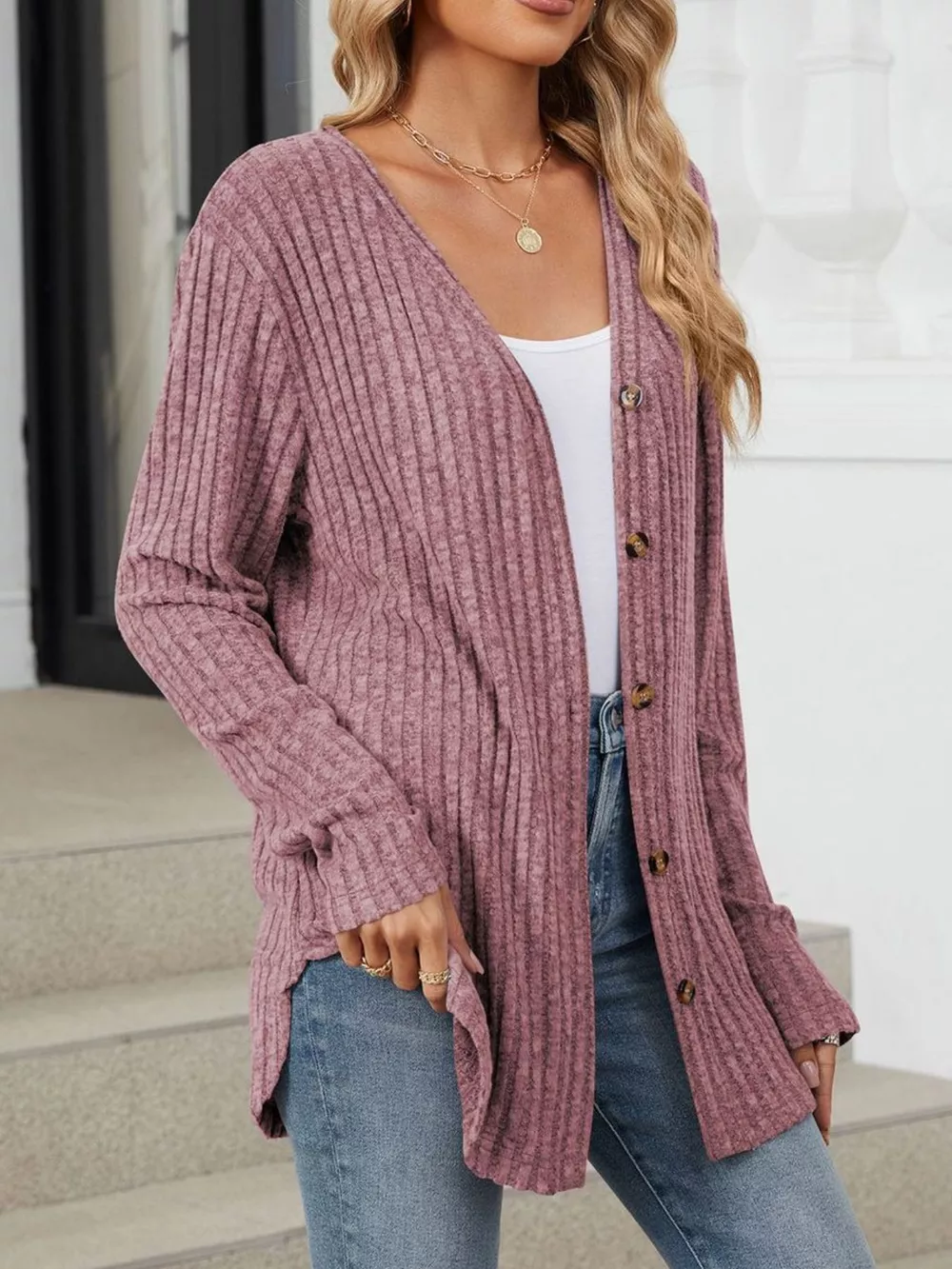 Ribbed Button-Up Cardigan, image 28