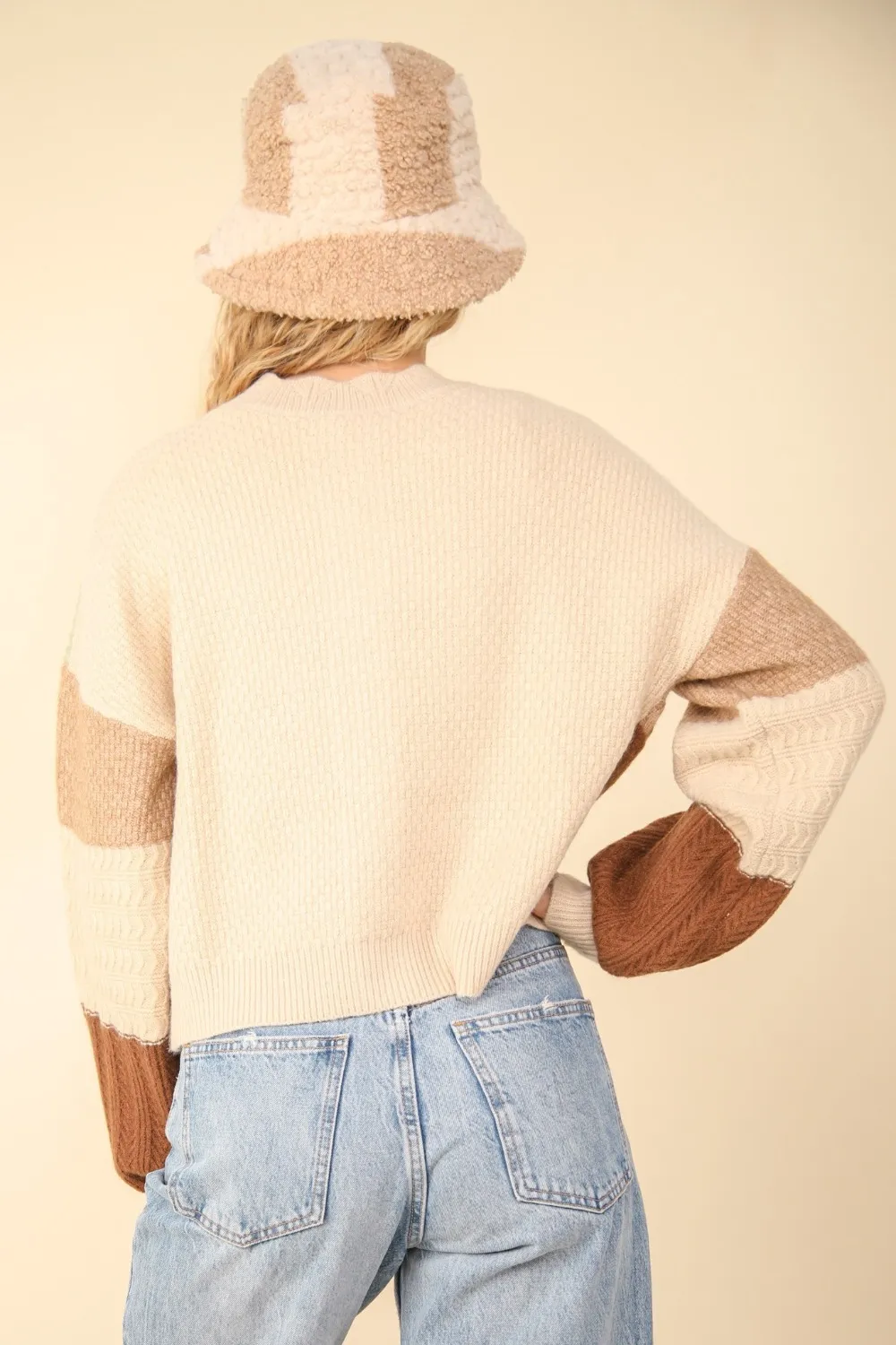 Color Block Button Down Textured Sweater Cardigan, image 3