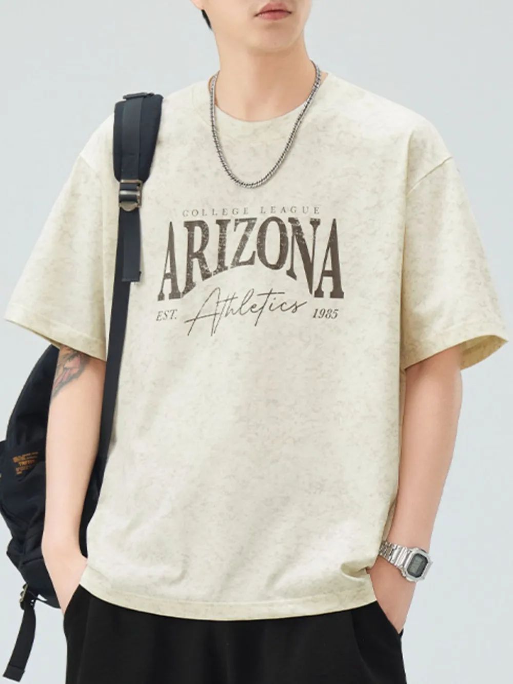 Men's Plus Size Letter Graphic Short Sleeve Oversized T-Shirt