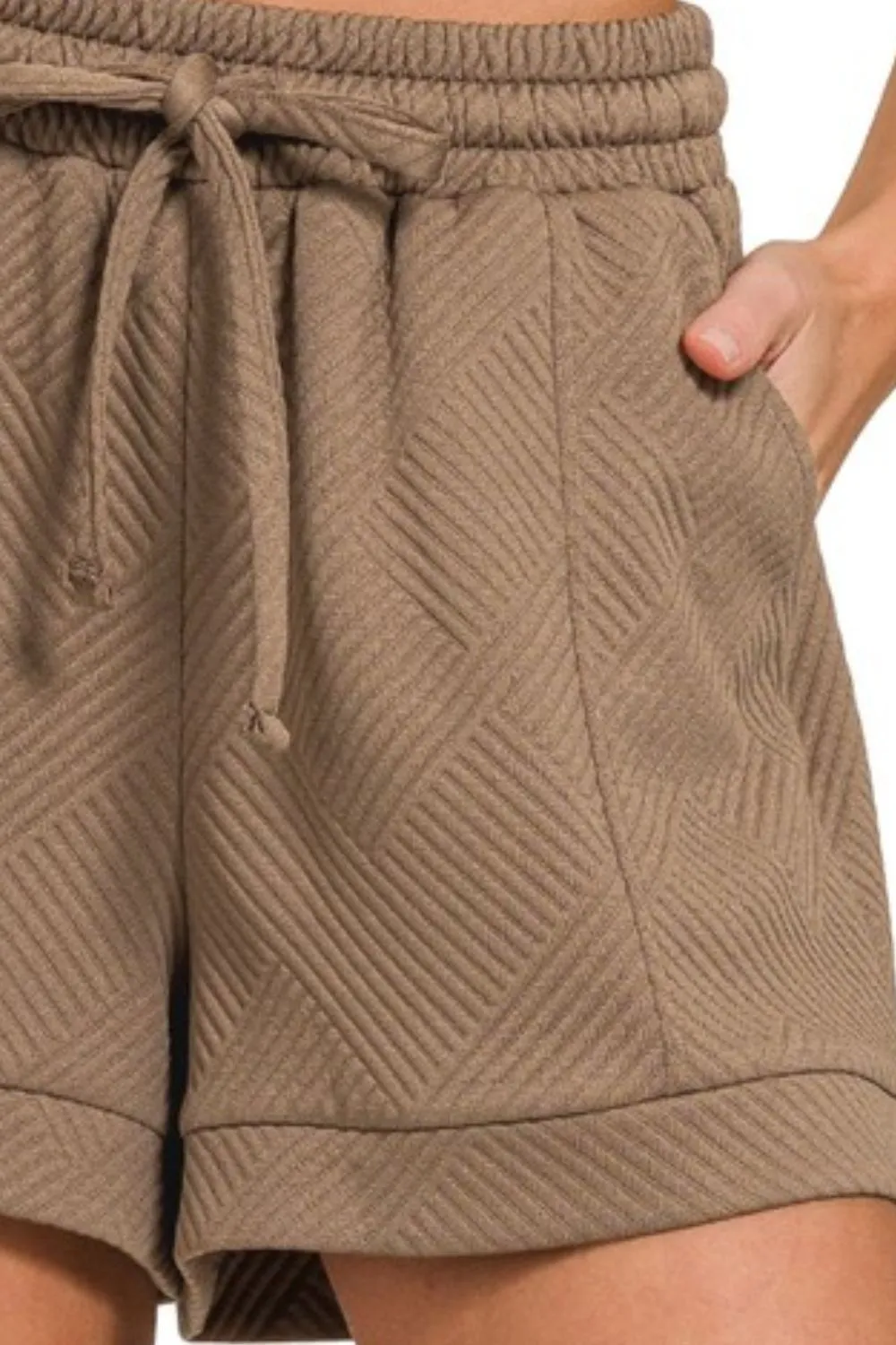 Textured Knit Jacquard Drawstring Shorts, image 3