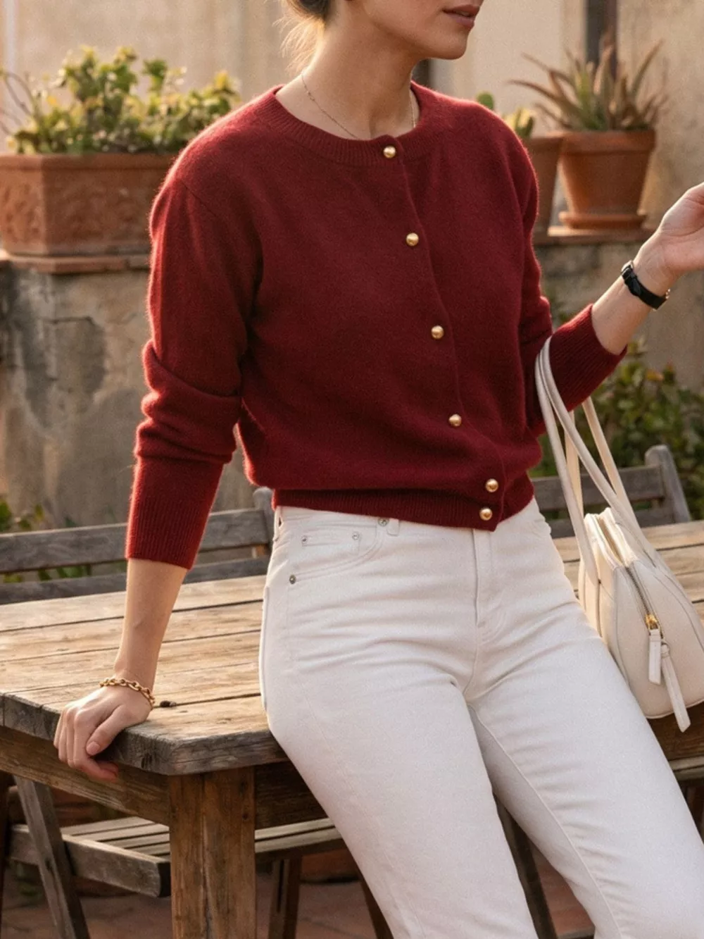Classic Button-Down Knit Cardigan, image 21
