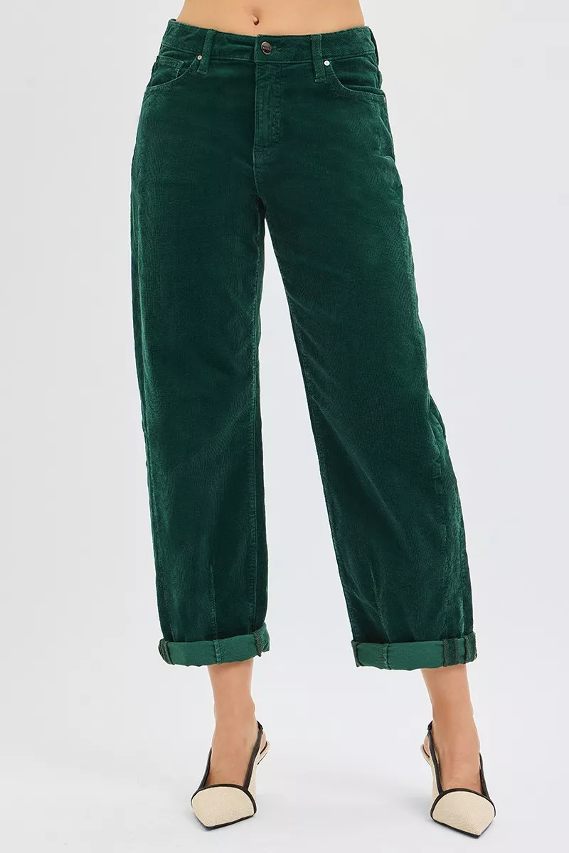 High Rise Crop Barrel Cordurory Pants