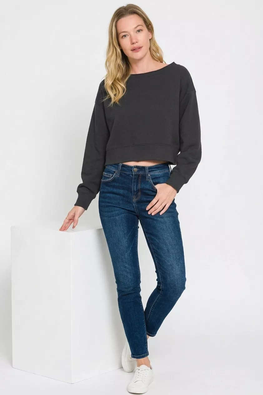 Fleece Boat-neck Sweatshirt, image 2