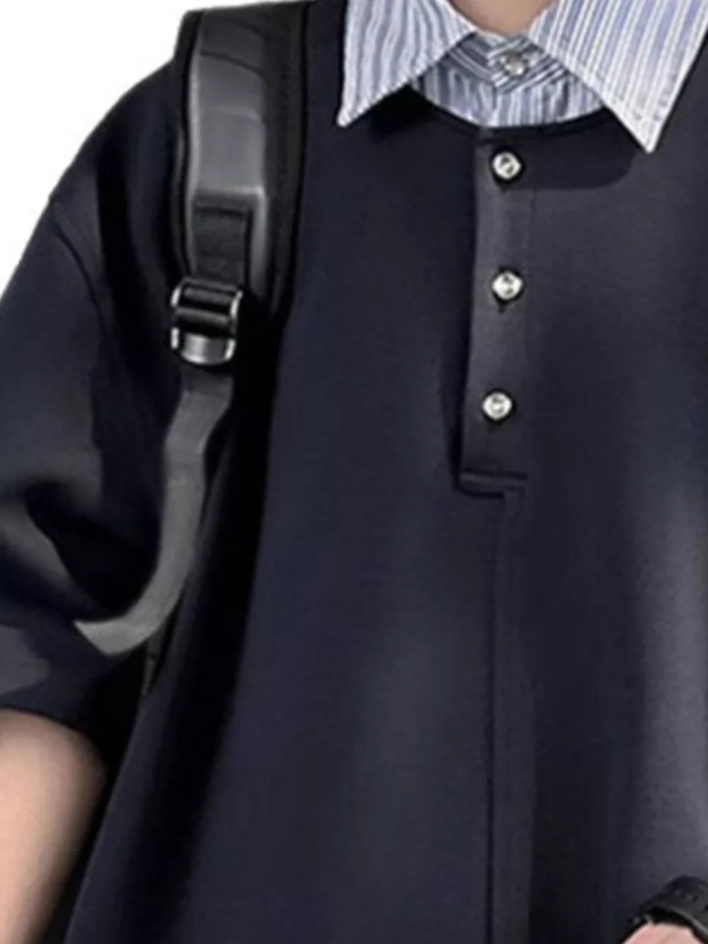 Men's Layered Striped Collar Short Sleeve Polo, image 5