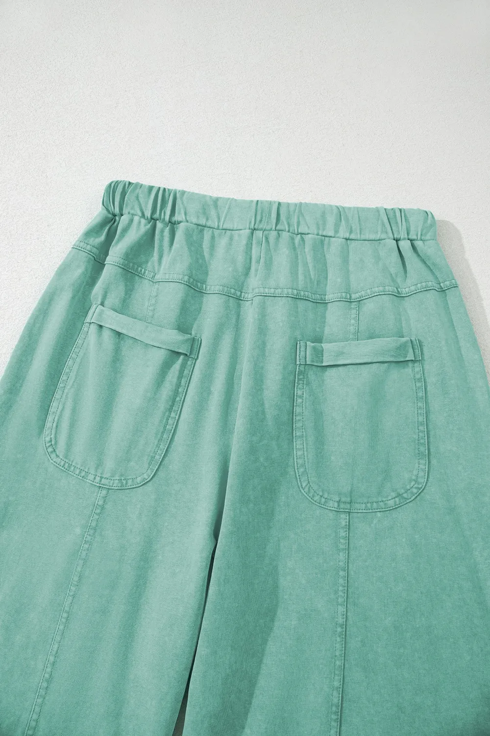 Mineral Wash Exposed Seam Drawstring High Waist Wide Leg Cargo Pants, image 16