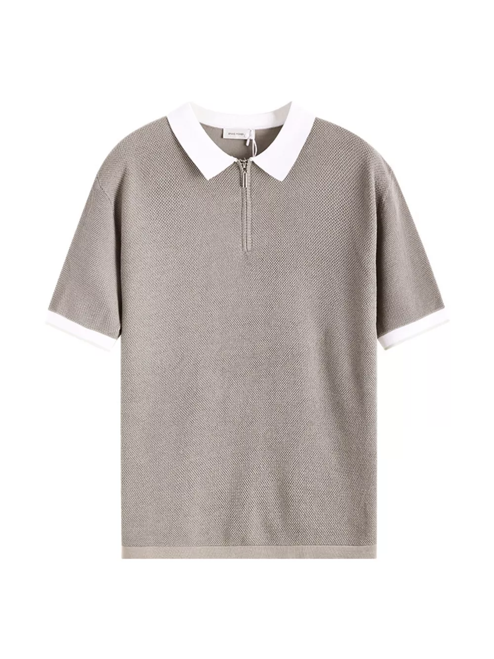 Men's Plus Size Textured Knit Polo with Zipper, image 4