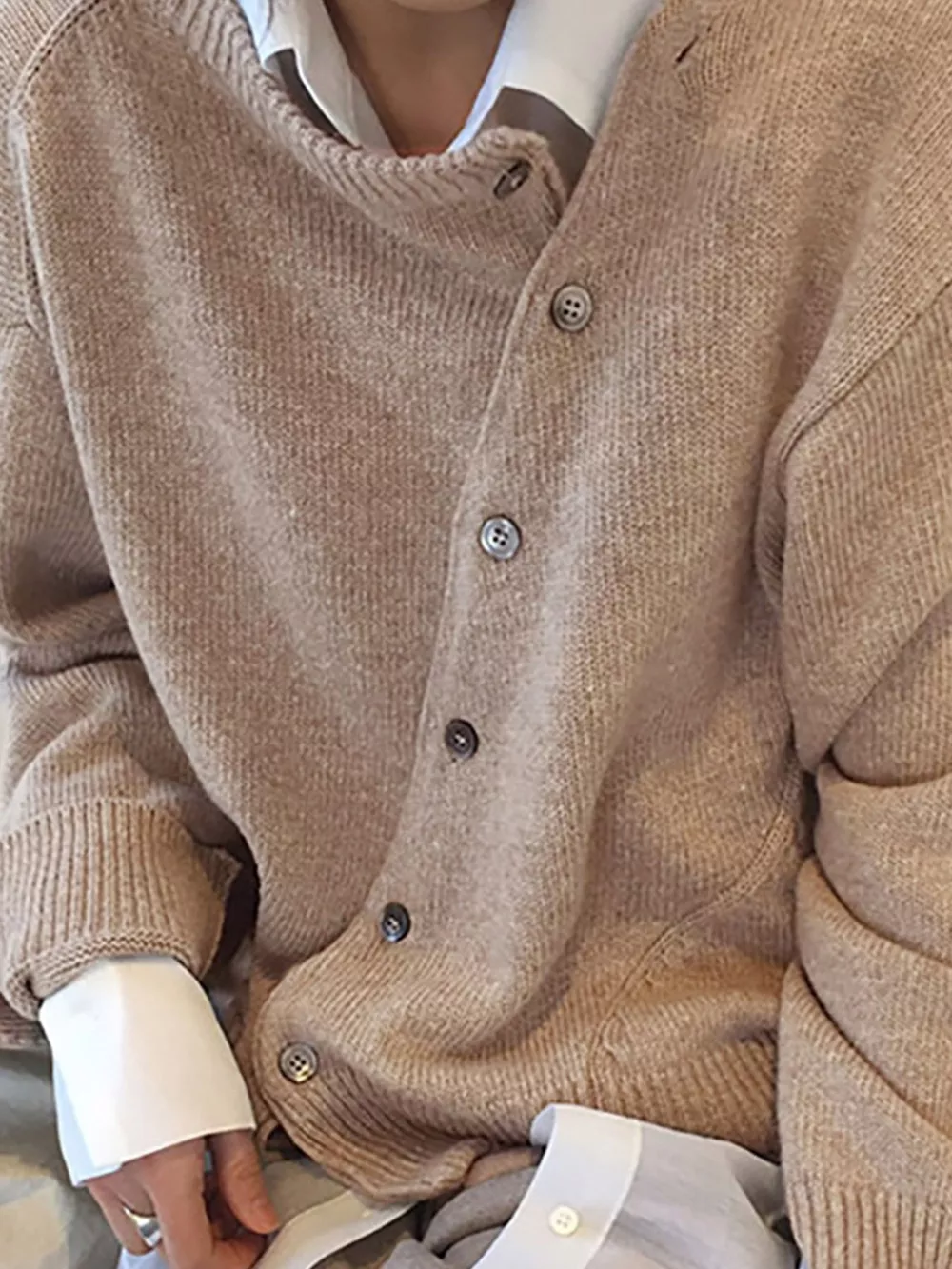 Asymmetric Button-Down Sweater, image 8