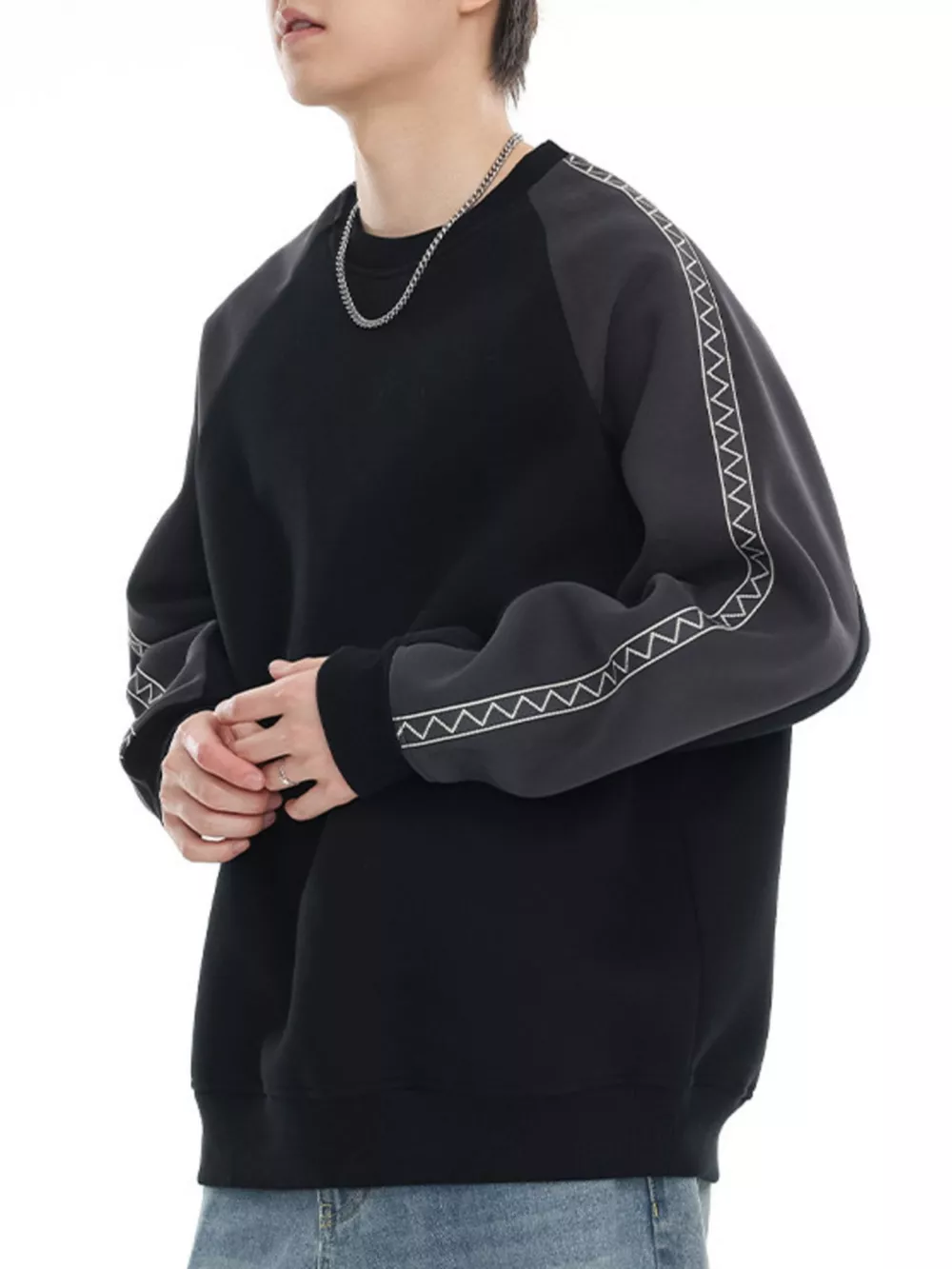 Men's Plus Size Raglan Sleeve Casual Sweatshirt, image 4