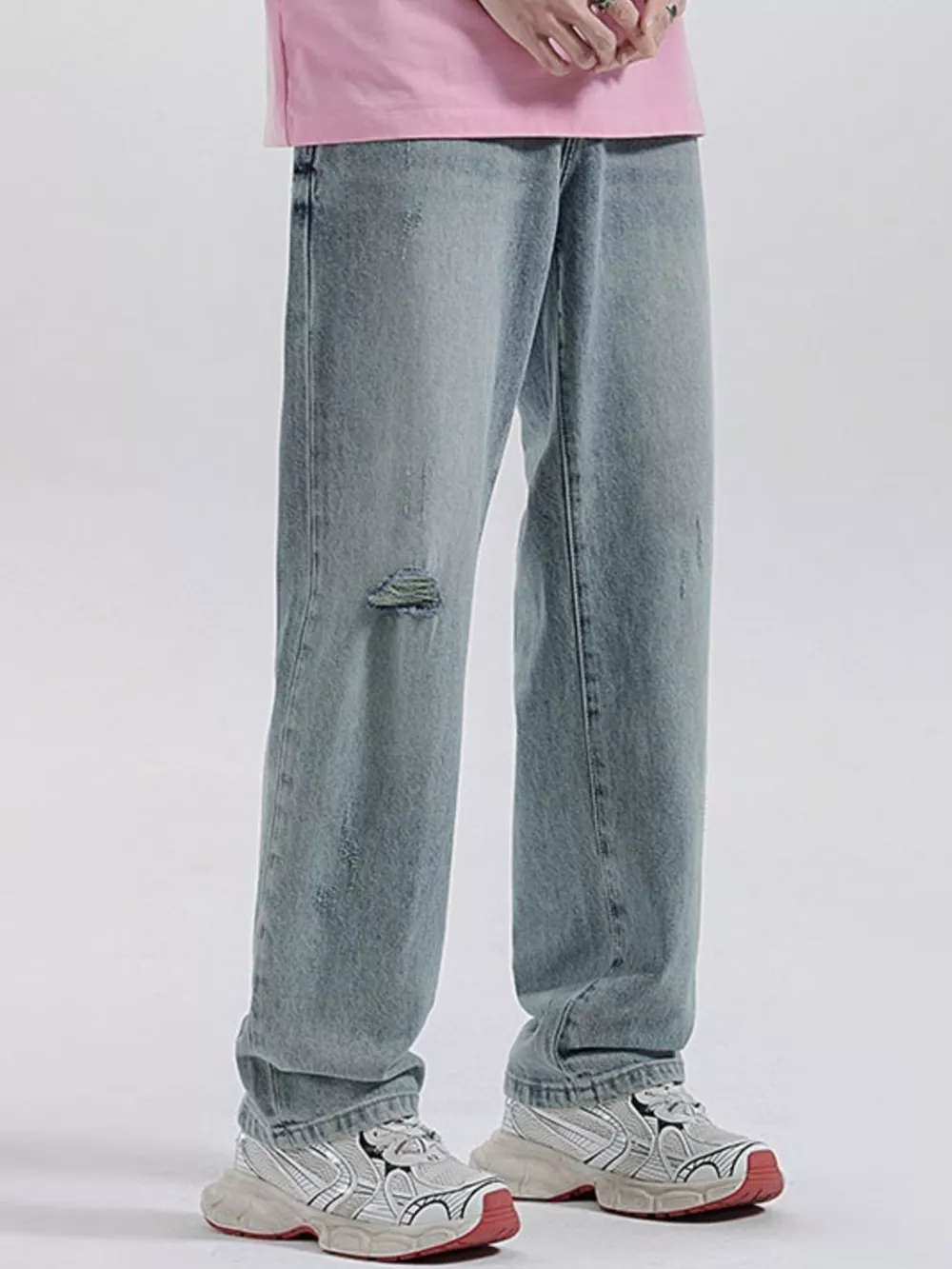 Men's Distressed Wide Leg Jeans, image 3