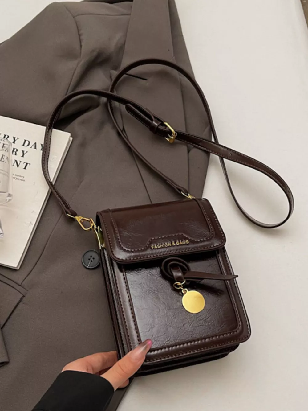 Leather Flap Crossbody Bag, image 5