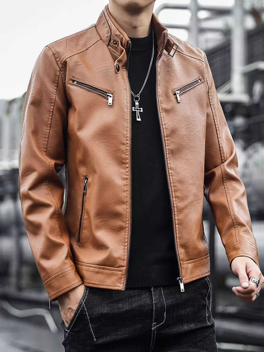 Men's Plus Size Zip Up Long Sleeve Jacket, image 7