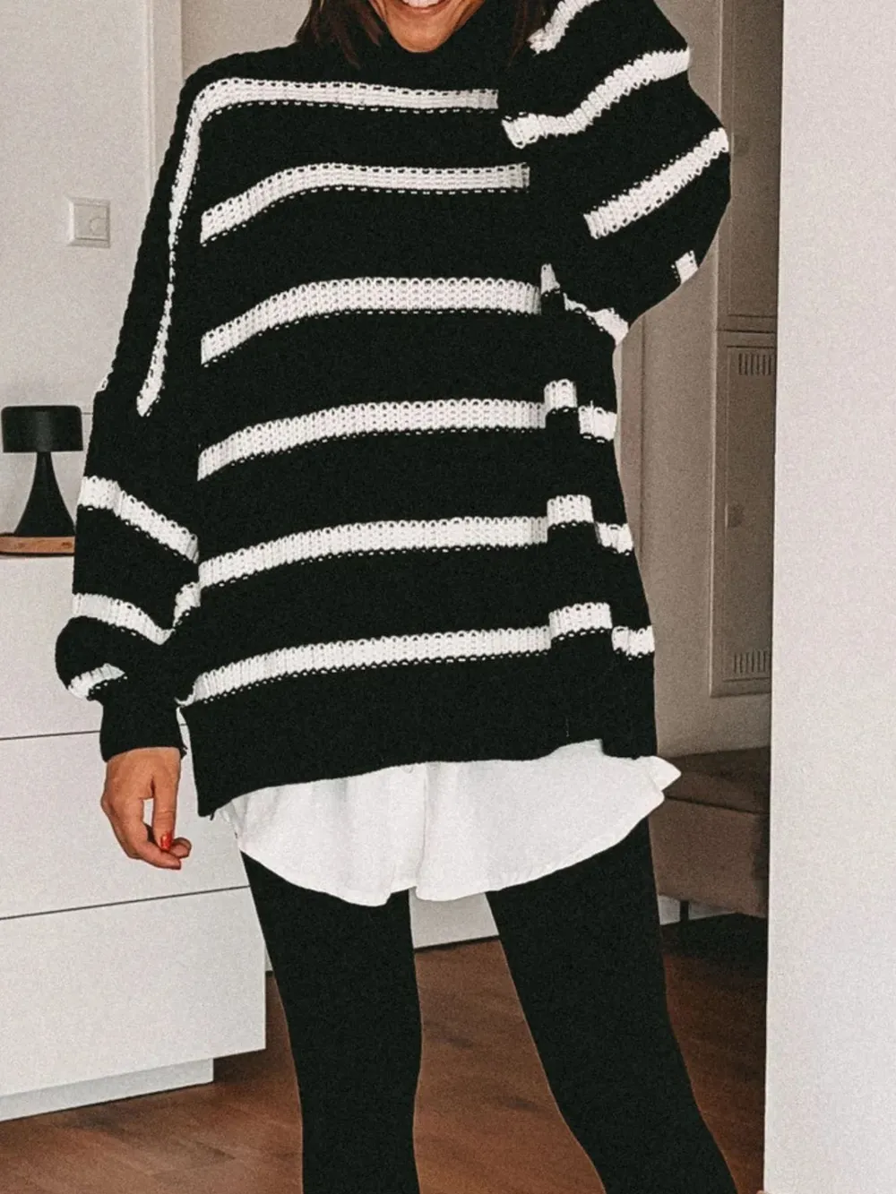 Striped Turtleneck Long Sleeve Sweater, image 13