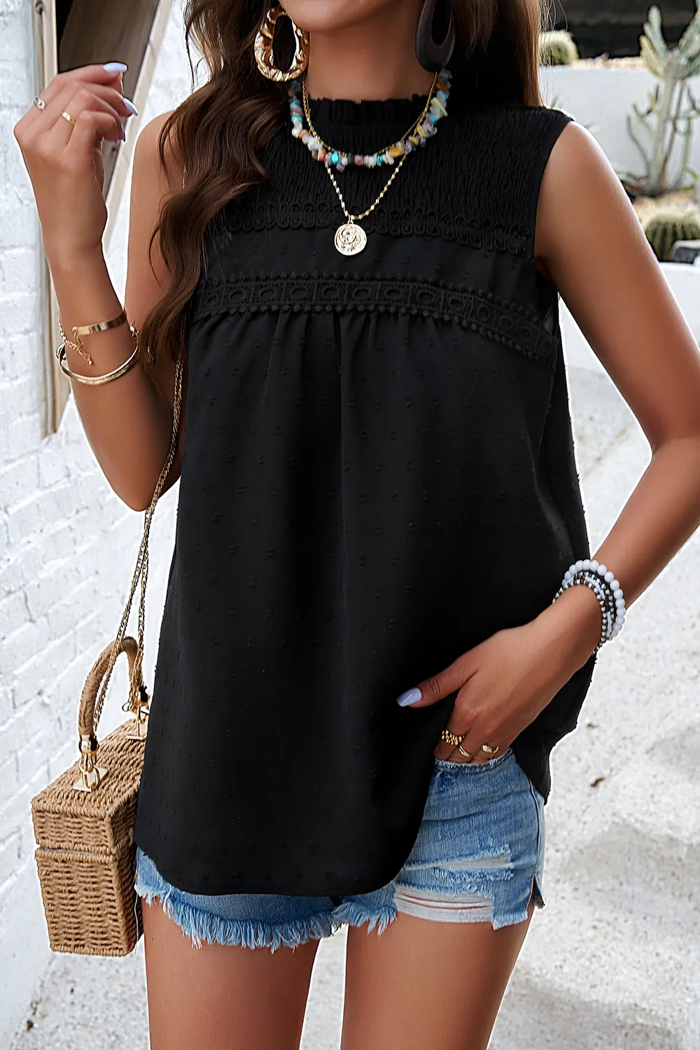 Swiss Dot Round Neck Tank, image 18