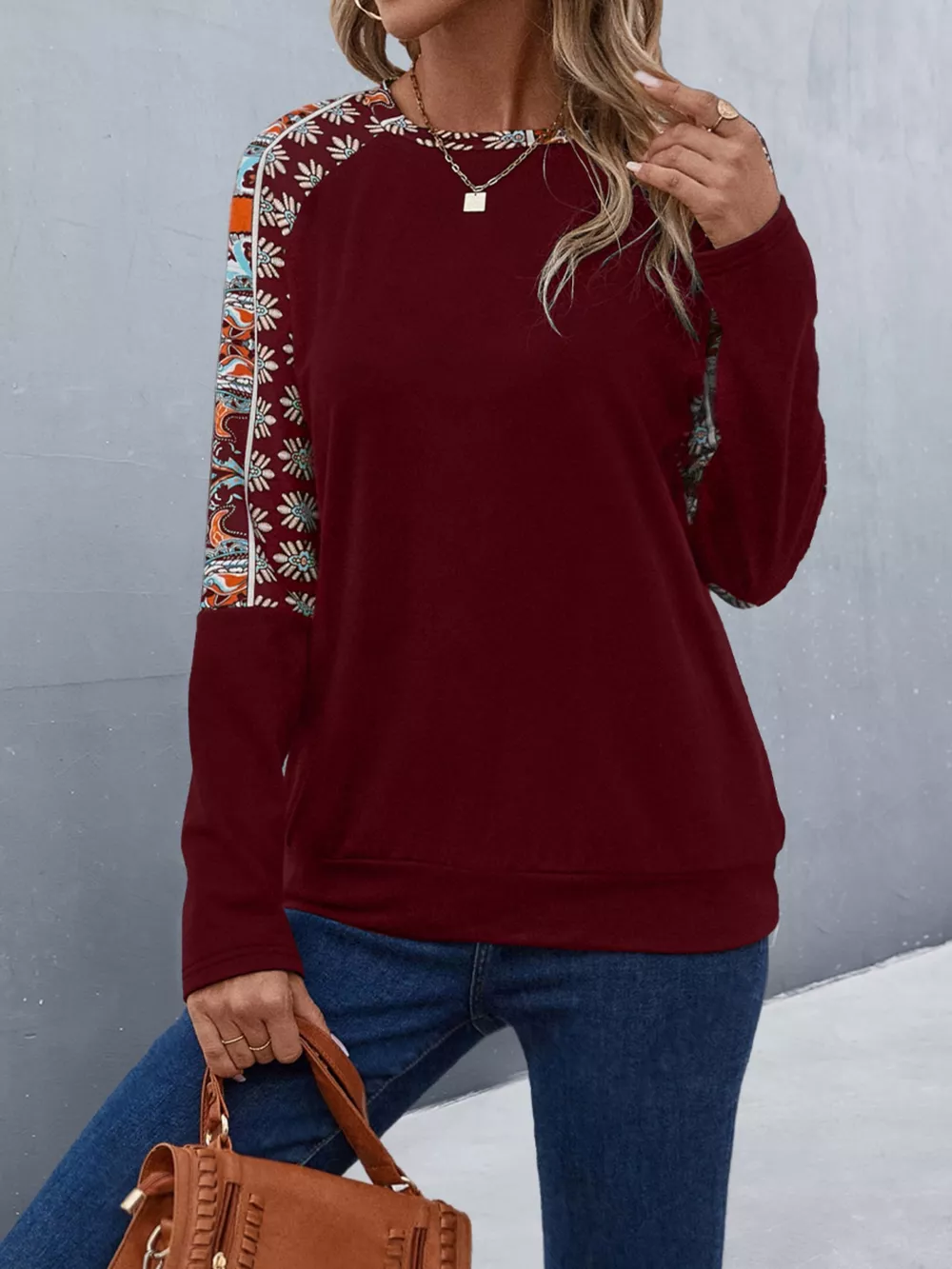 Printed Raglan Sleeve Round Neck T-Shirt, image 16