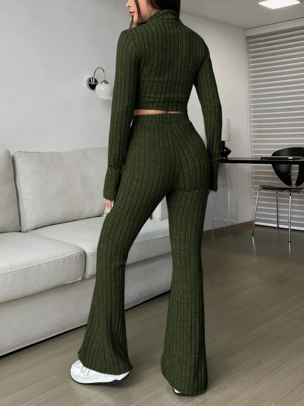 Zip Up Long Sleeve Top and Pants Set, image 12