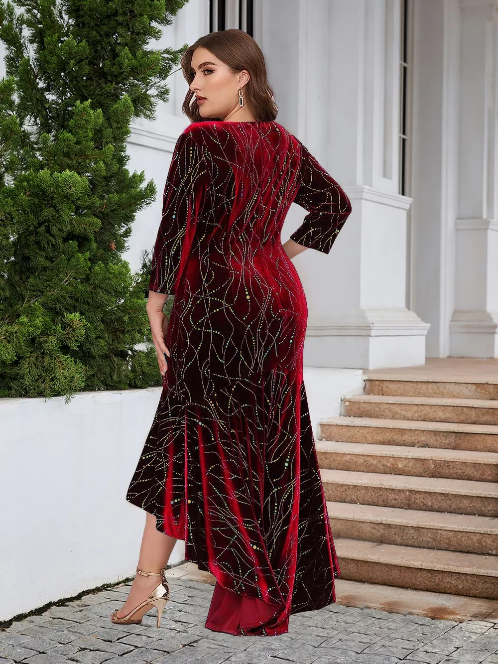 Plus Size Ruffle Hem High-Low Dress, image 3