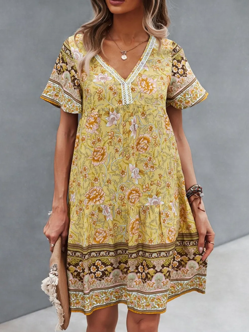 Floral Print V-Neck Summer Dress, image 2