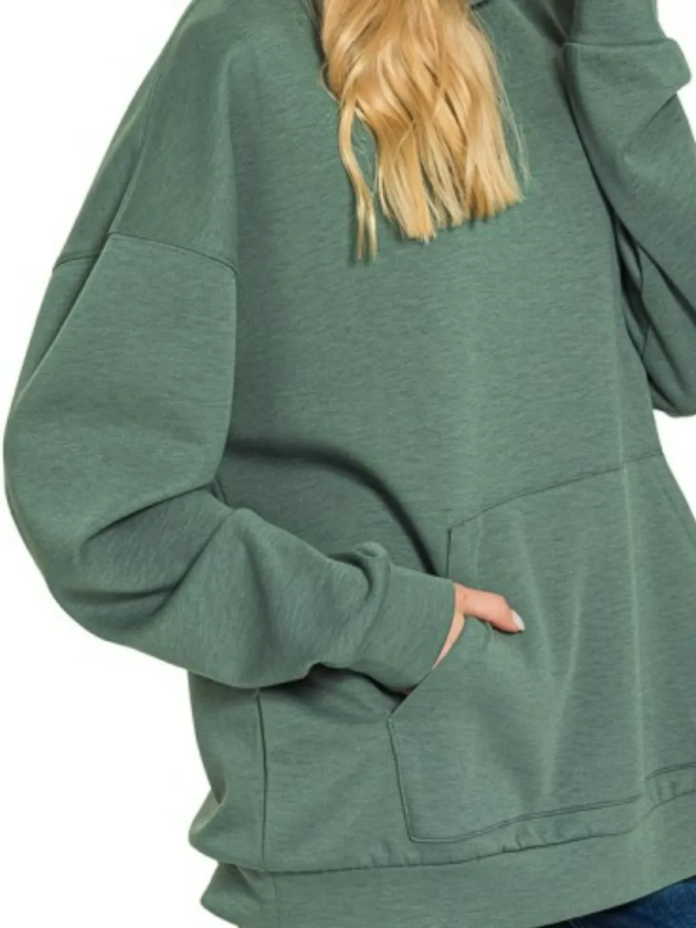 Oversized Scuba Hoodie with Kangaroo Pocket, image 3
