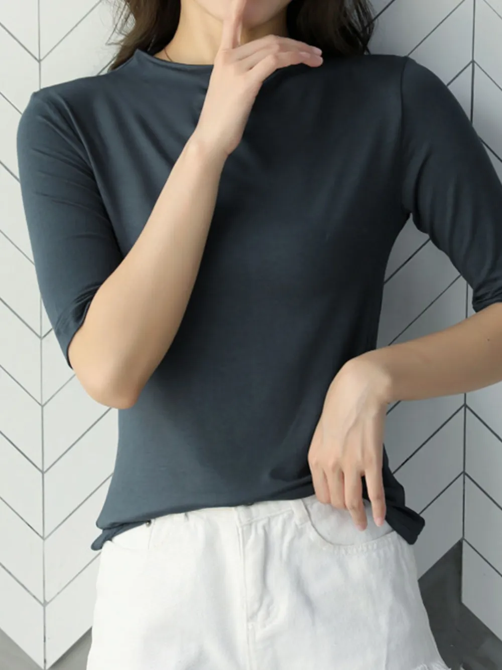 Solid Color Short Sleeve T-Shirt, image 27