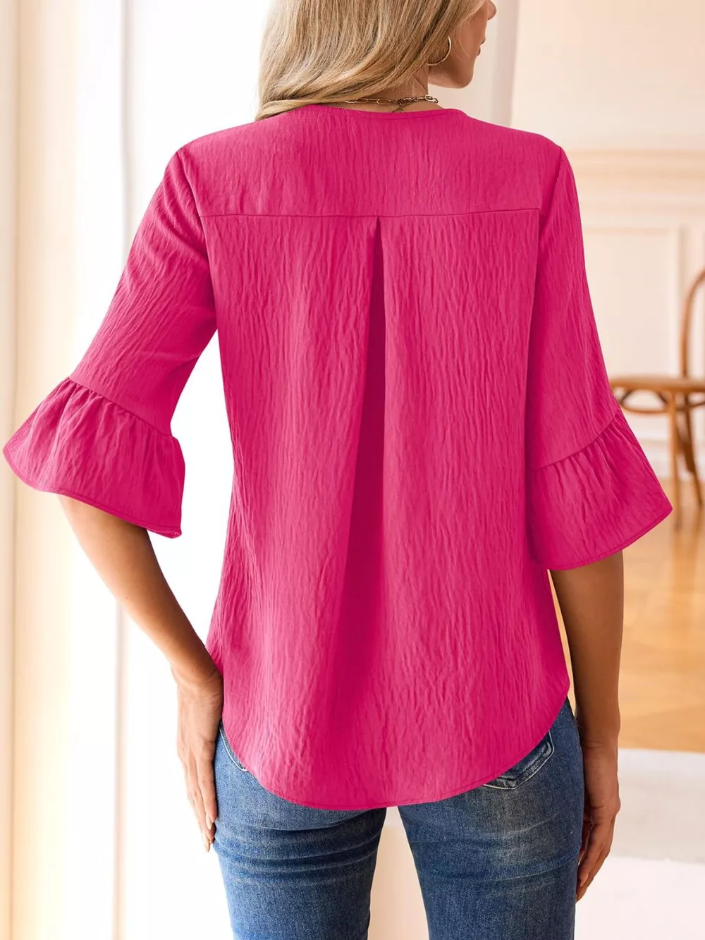 Ruffle Trim V-Neck Blouse, image 25