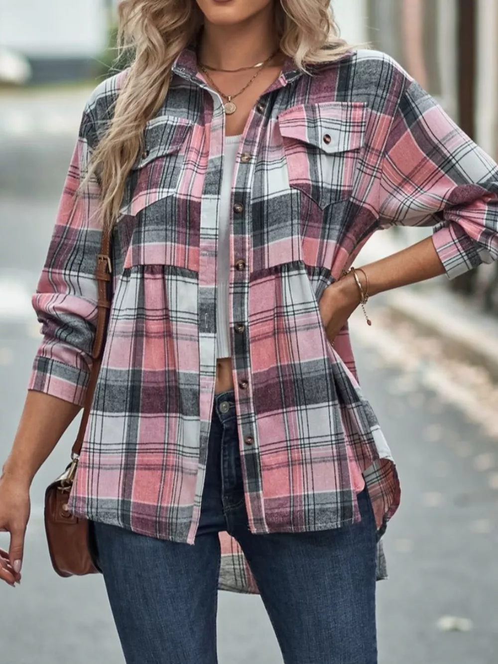 Plaid Button-Down Long Sleeve Shirt, image 18