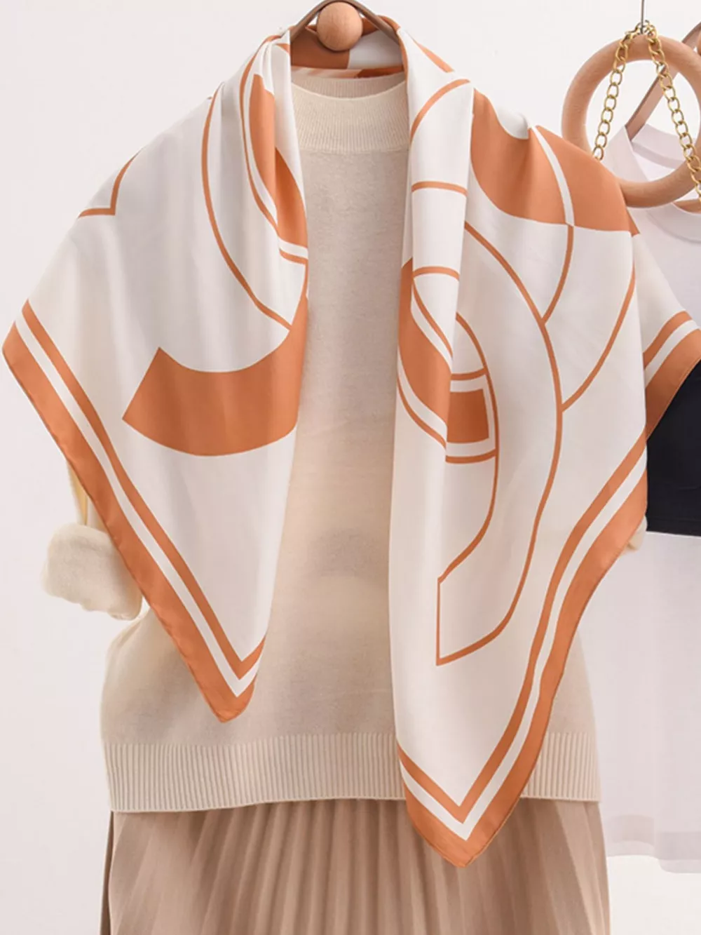 Square Flower Silk Scarf, image 7