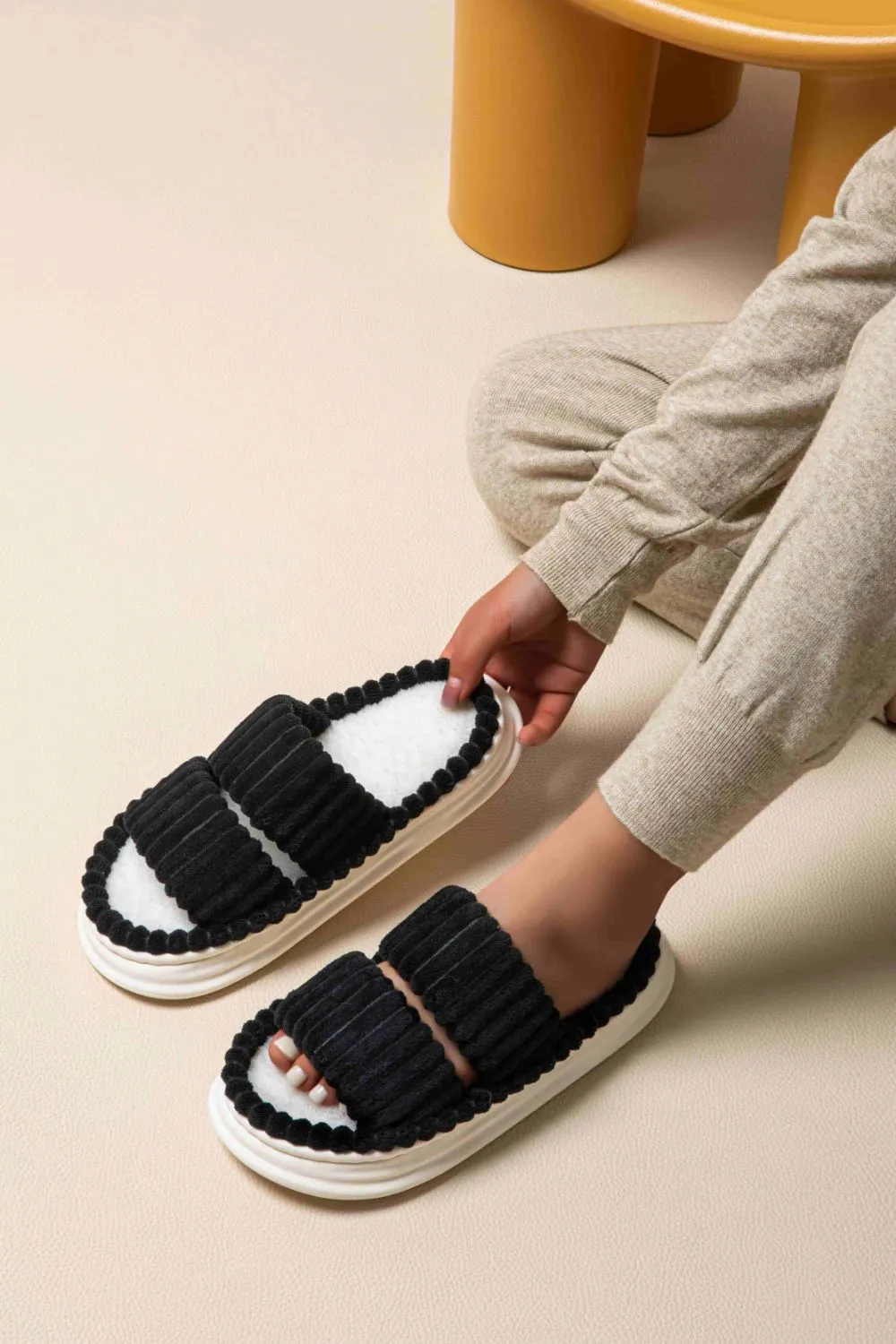 Open Toe Fluff Platform Slippers, image 2