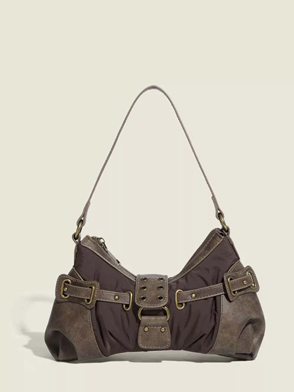 Vintage Buckle Accent Shoulder Bag